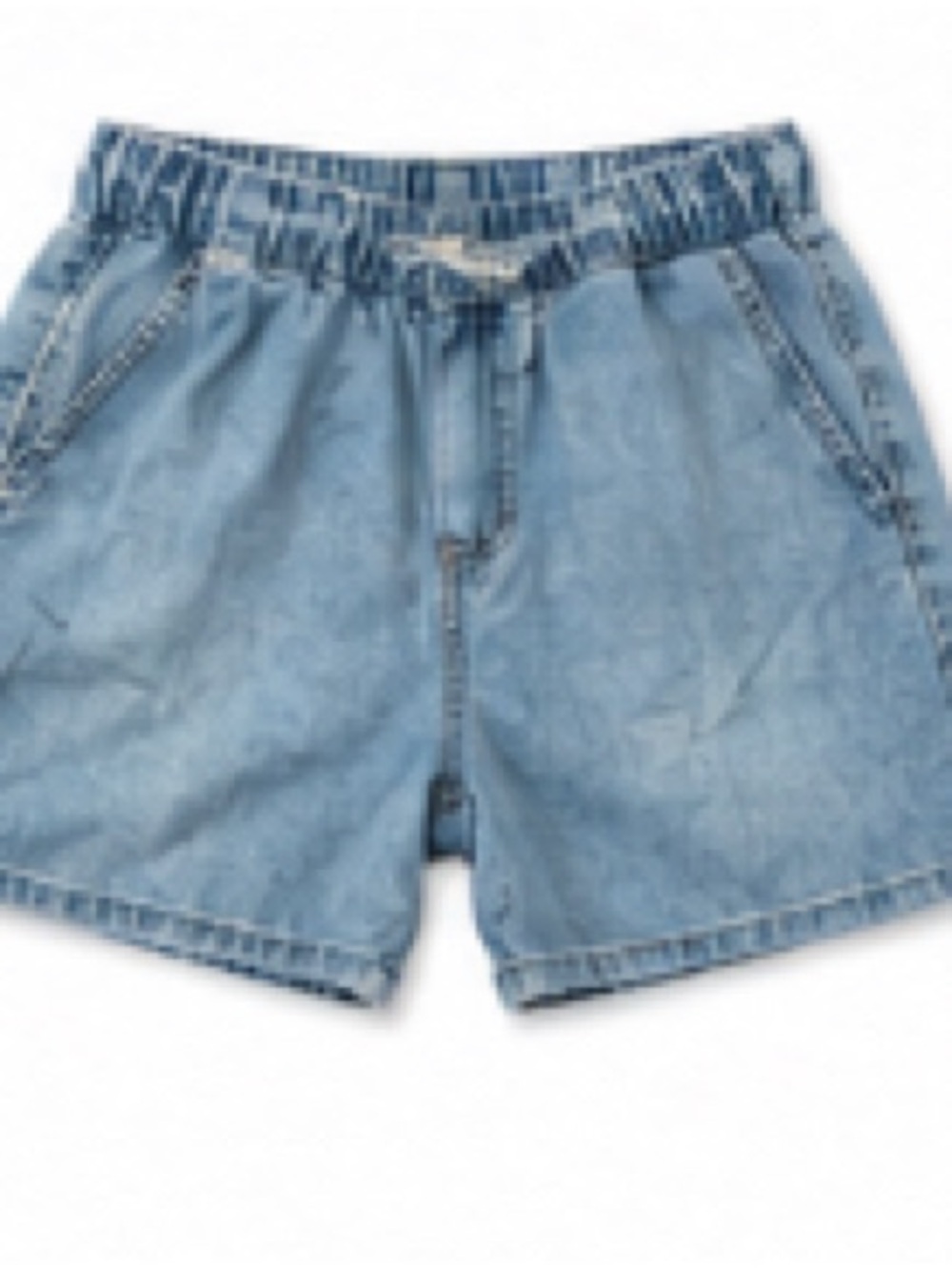 H&M Light Blue Denim Shorts with Brown Stitching